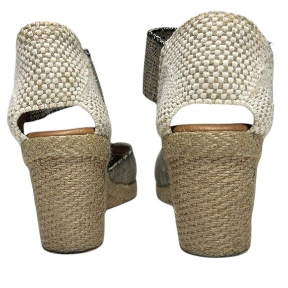 Andre Assous Beige & Black Espadrille Wedge Sandals Size 7 Made in Spain - Picture 6 of 12